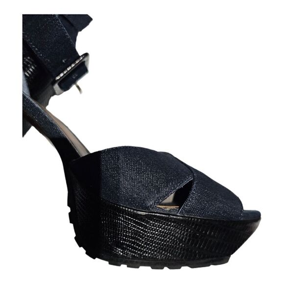 DONALD J PLINER Denim Platform Sandals Heels - Size 10 - Picture 7 of 8